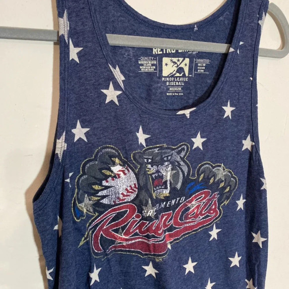 Sacramento Rivercats Navy Blue Fourth of July Starry Tank Top Size Medium - Picture 3 of 5
